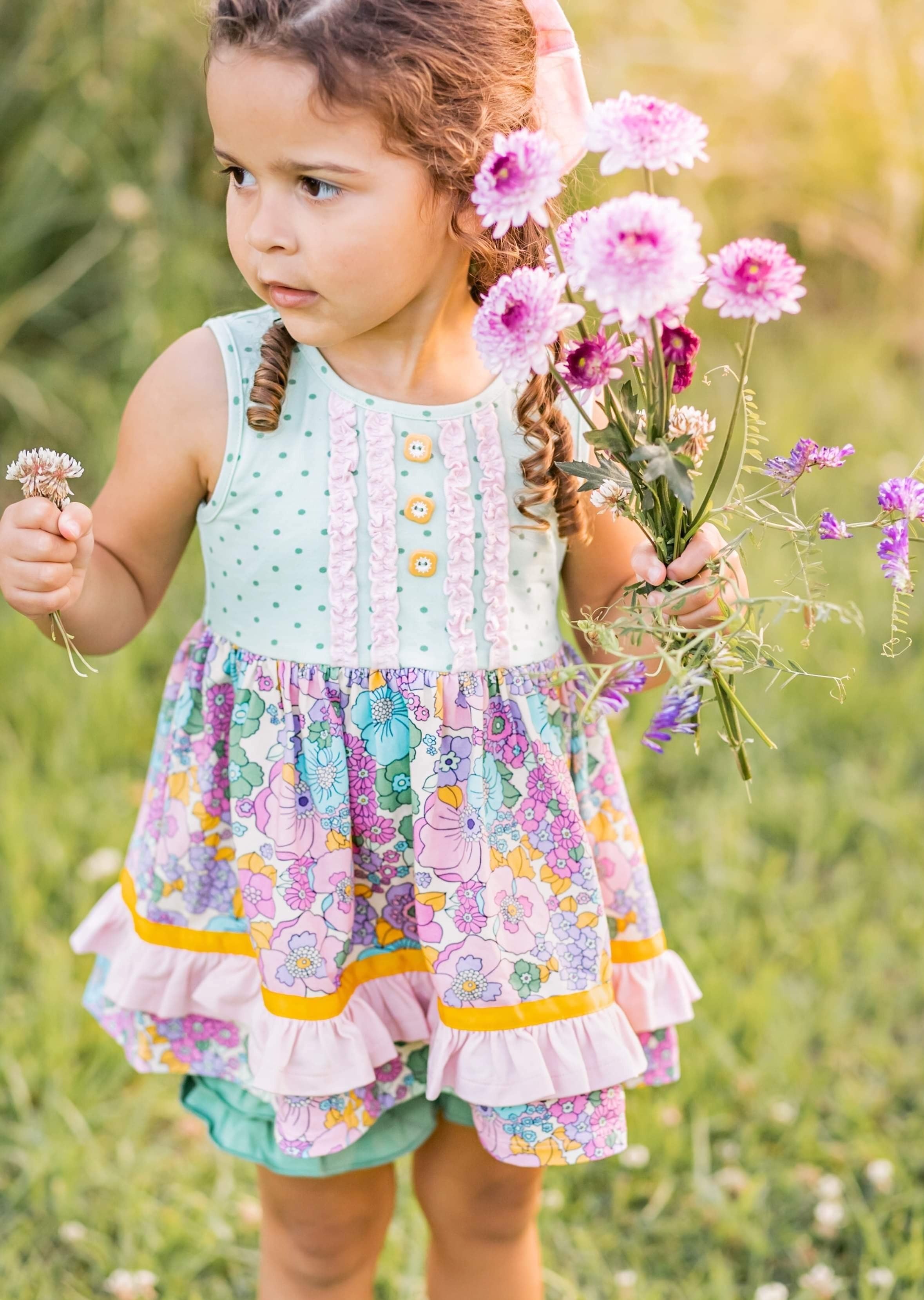 Bloom Like Me Ruffle Tunic, Floral Leggings And Scarf Set