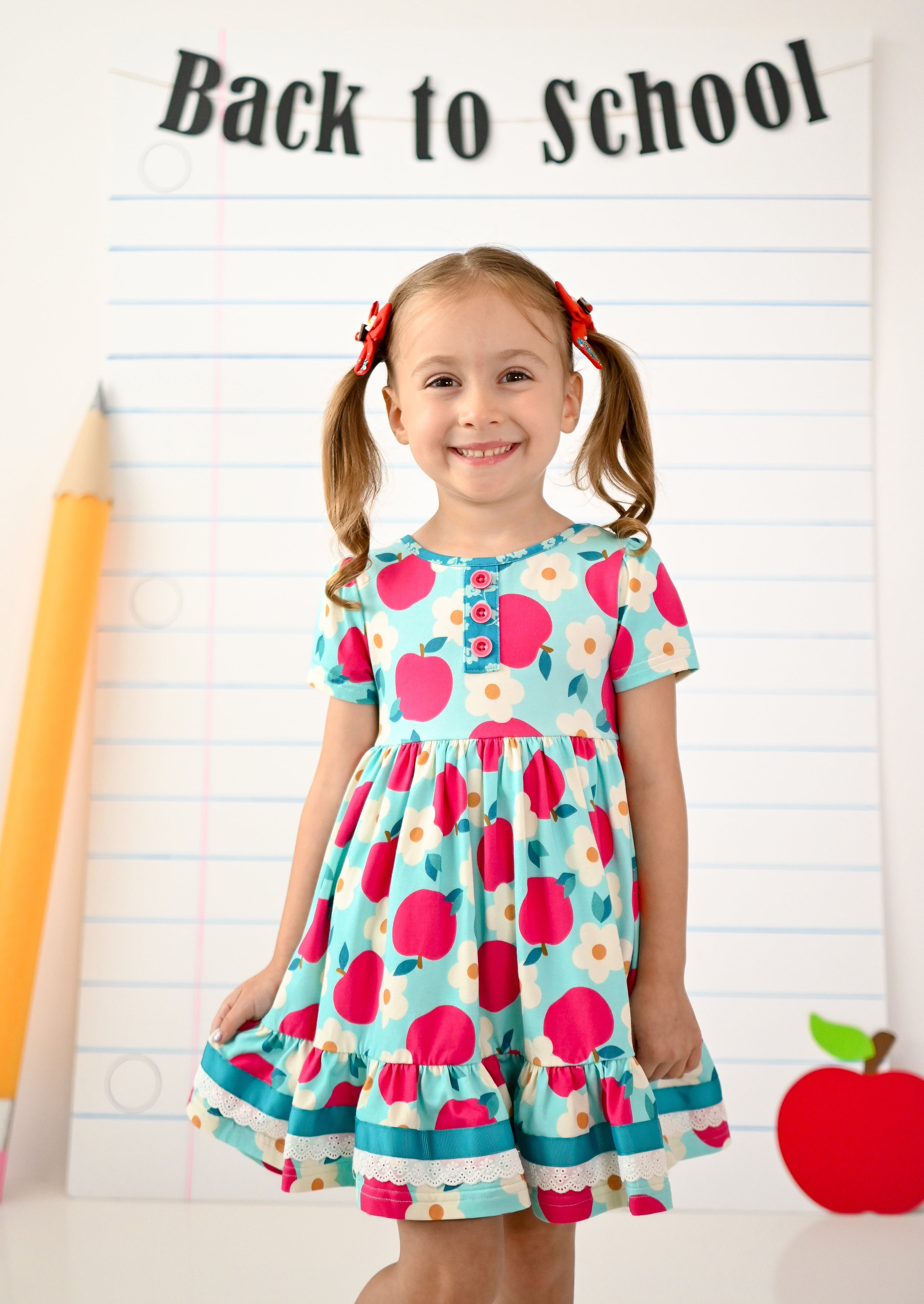 Wildflowers Back to School Big good Apple Dress