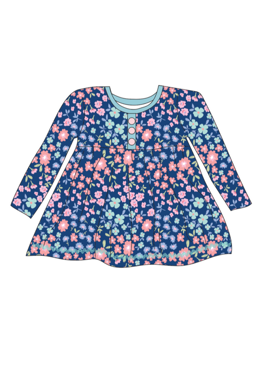 *Pre-Order* Blooming Blues Long Sleeve Tunic